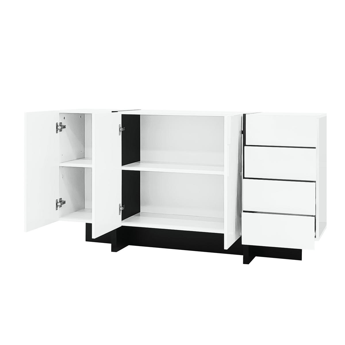 SIDEBOARD DE-38211 150/40/80,5 cm mit 2 Türen und 4 Schubladen Weiß - Weiß, Holzwerkstoff (150/80.5/40cm) - ComfortXL