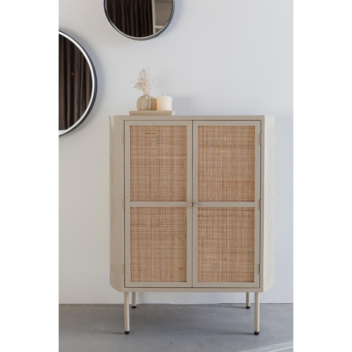 AUFBEWAHRUNGSSCHRANK Amaya Wohnzimmerschränke Rattan - Beige, Holzwerkstoff (80/100/38cm) - Housecraft Living