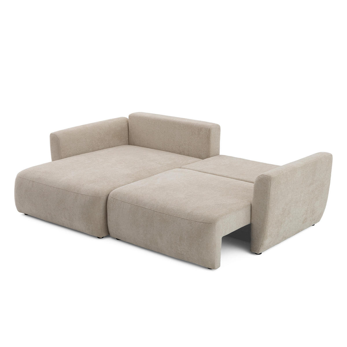 ECKSOFA BELLA L Links mit Schlaffunktion 140x205 Velours Beige - Beige/Schwarz, Holz/Kunststoff (230/165cm) - Muffo