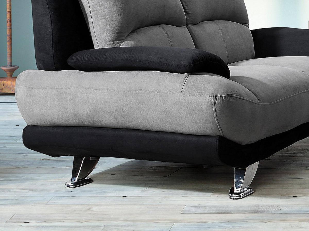 SOFA 2-Sitzer - Microfaser - Grau & Schwarz - MUSKO - Schwarz, Textil (150/89/91cm) - Vente-Unique