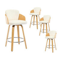 BARHOCKER 4er Set mit Holzbeinen und Samtbezug Beige - Creme, Textil (50/92.5/47.5cm)
