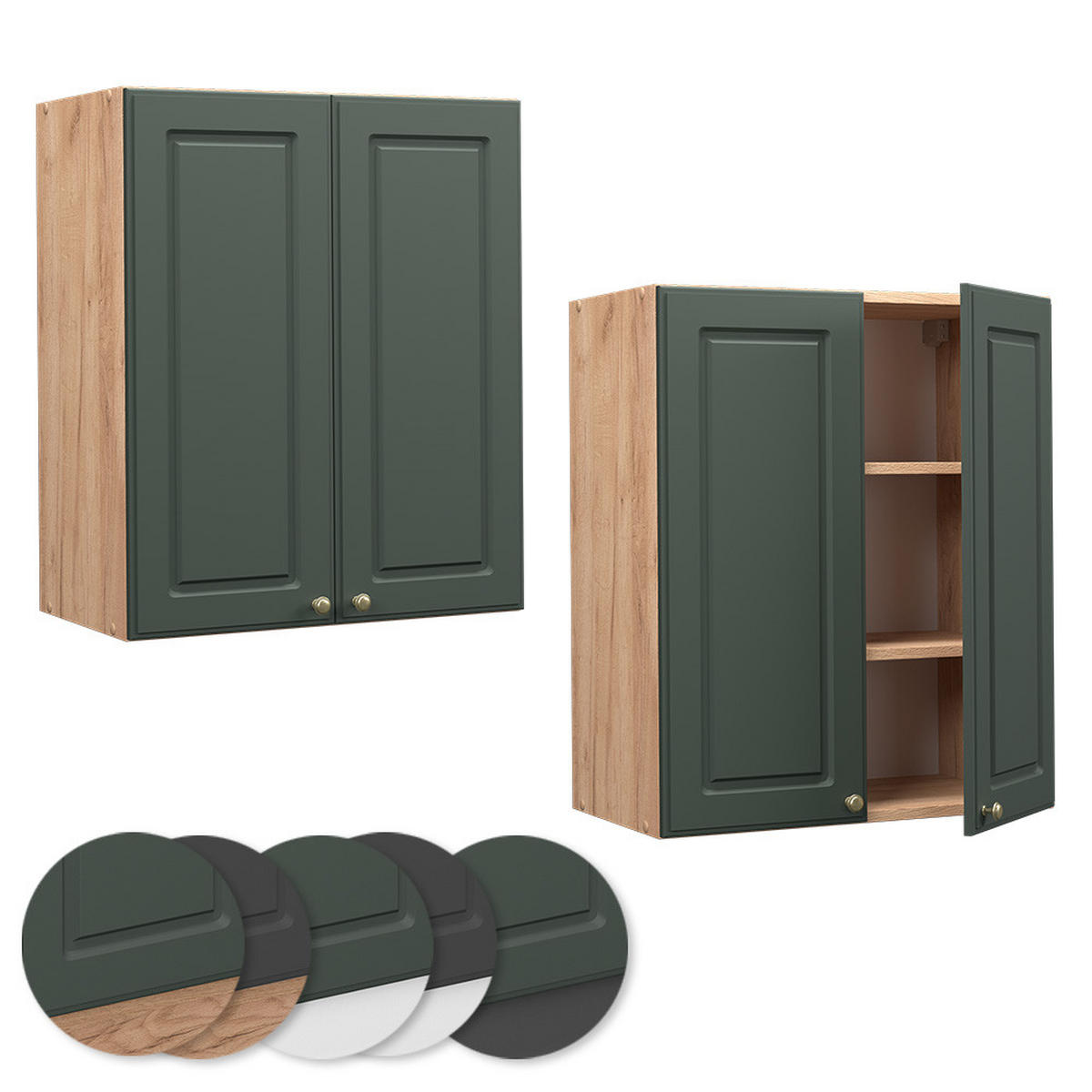 HÄNGESCHRANK Fame-Line Grün-Gold Landhaus 60 cm - Eiche Wotan/Grün, Holzwerkstoff (60/72/34.1cm) - Vicco