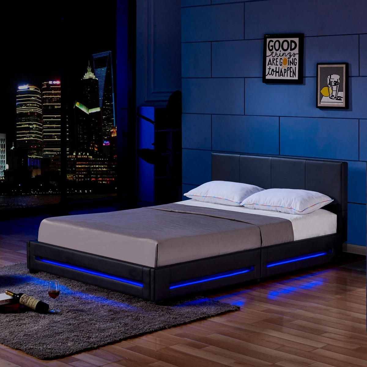 LED BETT ASTEROID - Weiß, 180 x 200 cm - Weiß, Kunststoff - Home Deluxe