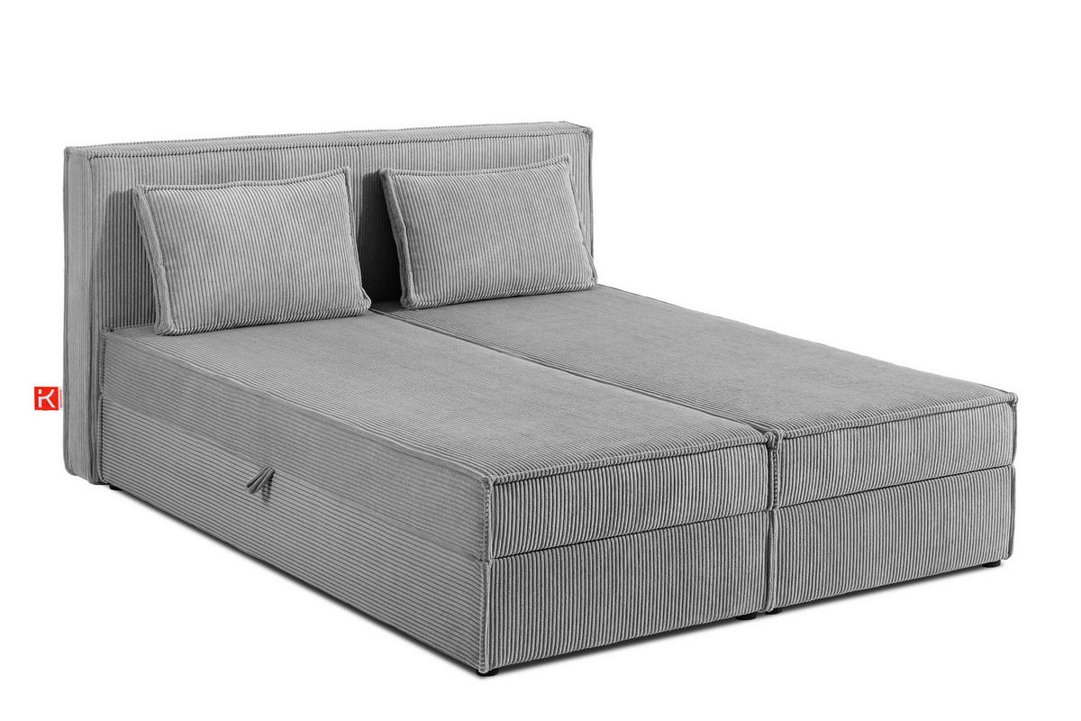 BOXSPRINGBETT ROTI mit Stauraum, hellgrau - Hellgrau/Schwarz, Holz/Holzwerkstoff (160/200cm) - KONSIMO®