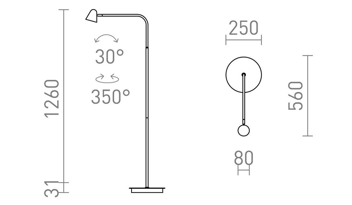 STEHLEUCHTE STIG Schwarz 4 W - Schwarz, Metall (56/56/130cm) - Rendl