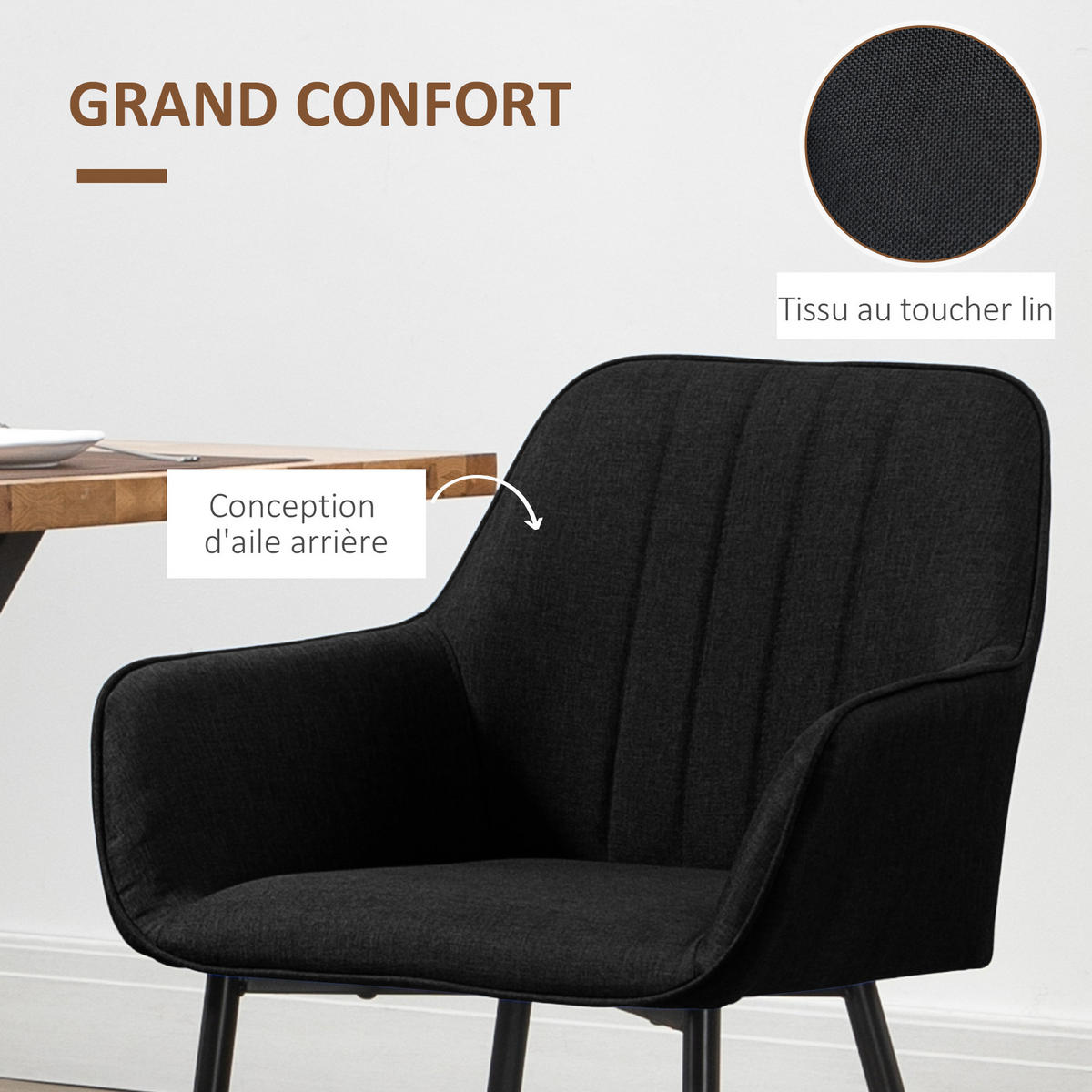 STÜHLE Schwarz 2 Stück - Schwarz, Naturmaterialien (56.5/81/59.5cm) - GiPP