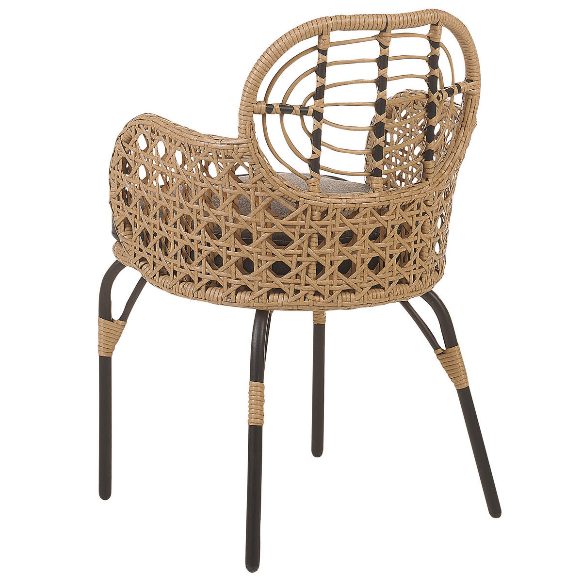 GARTENSTUHL 2er-Set PE Rattan Auflage graphitgrau Pratello - Graphitfarben/Naturfarben, Kunststoff (45/84/49cm) - Beliani