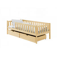 KINDERBETT mit zwei Schubladen, Rausfallschutz und Lattenrost 90x190 in natur - Naturfarben, Holz - Kids Collective