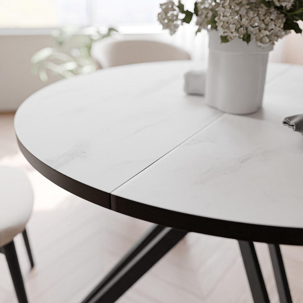 ESSTISCH ausziehbar aus MDF, Weiß - Schwarz/Weiß, Holzwerkstoff (100/100/76cm) - Idohome