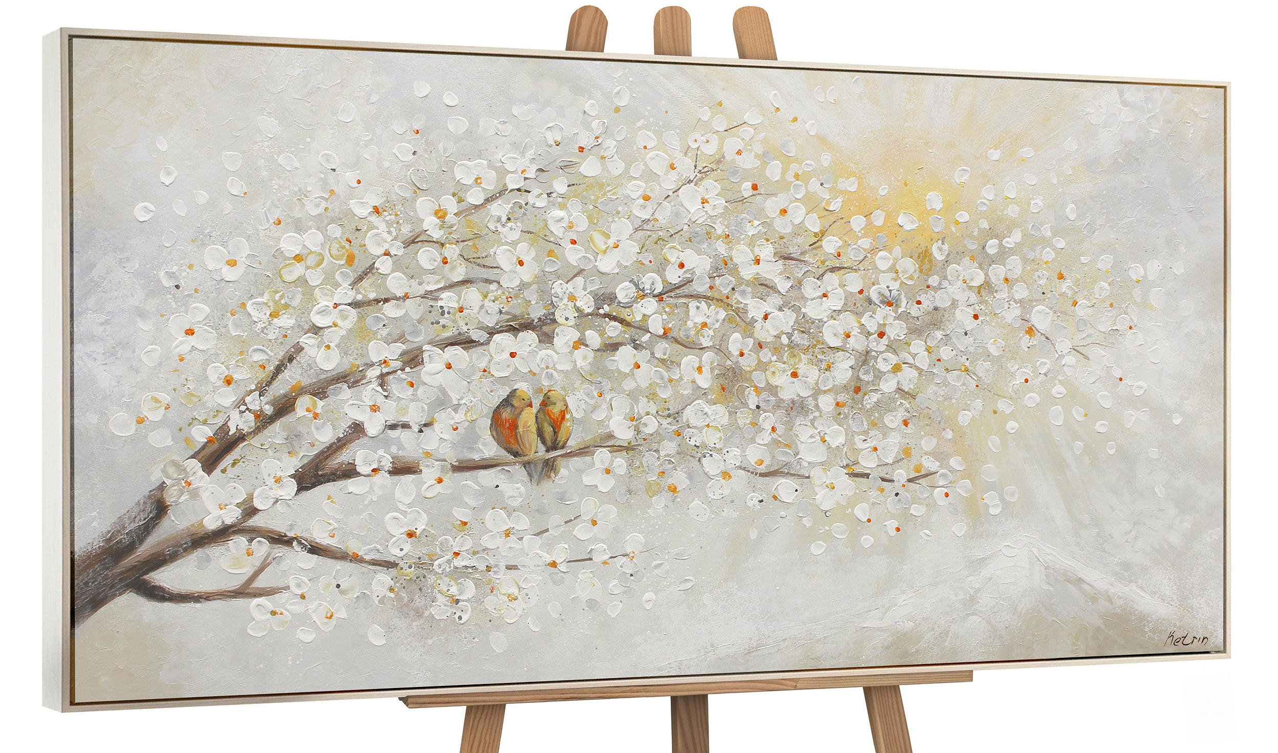 GEMÄLDE Sonnenaufgang Schattenfugenrahmen beige 160x80 cm - Beige, Holz (160/80cm) - YS-art gallery