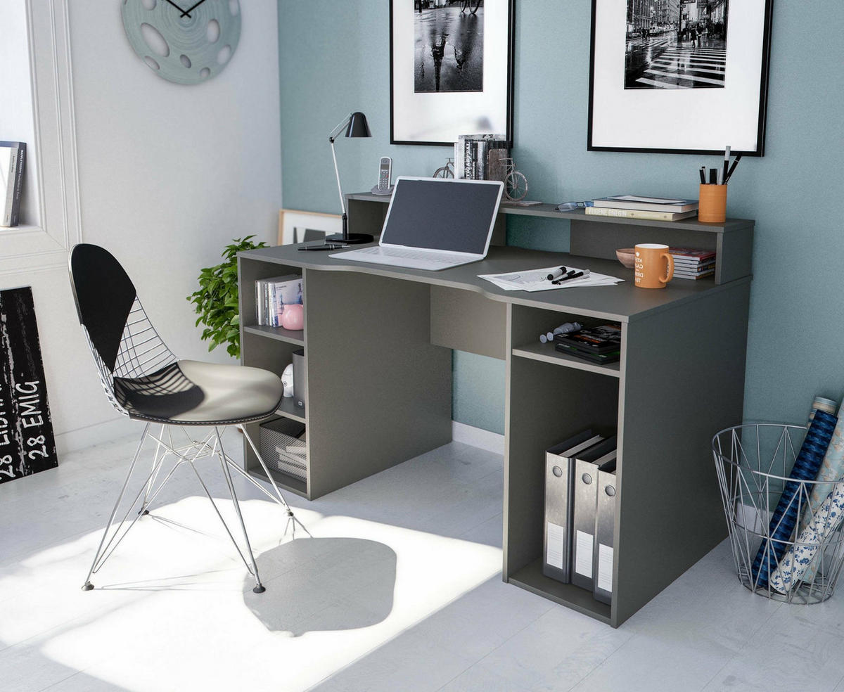 SCHREIBTISCH Anthrazit 67/136/88 cm - Grau, Holzwerkstoff (67/136/88cm) - DMORA