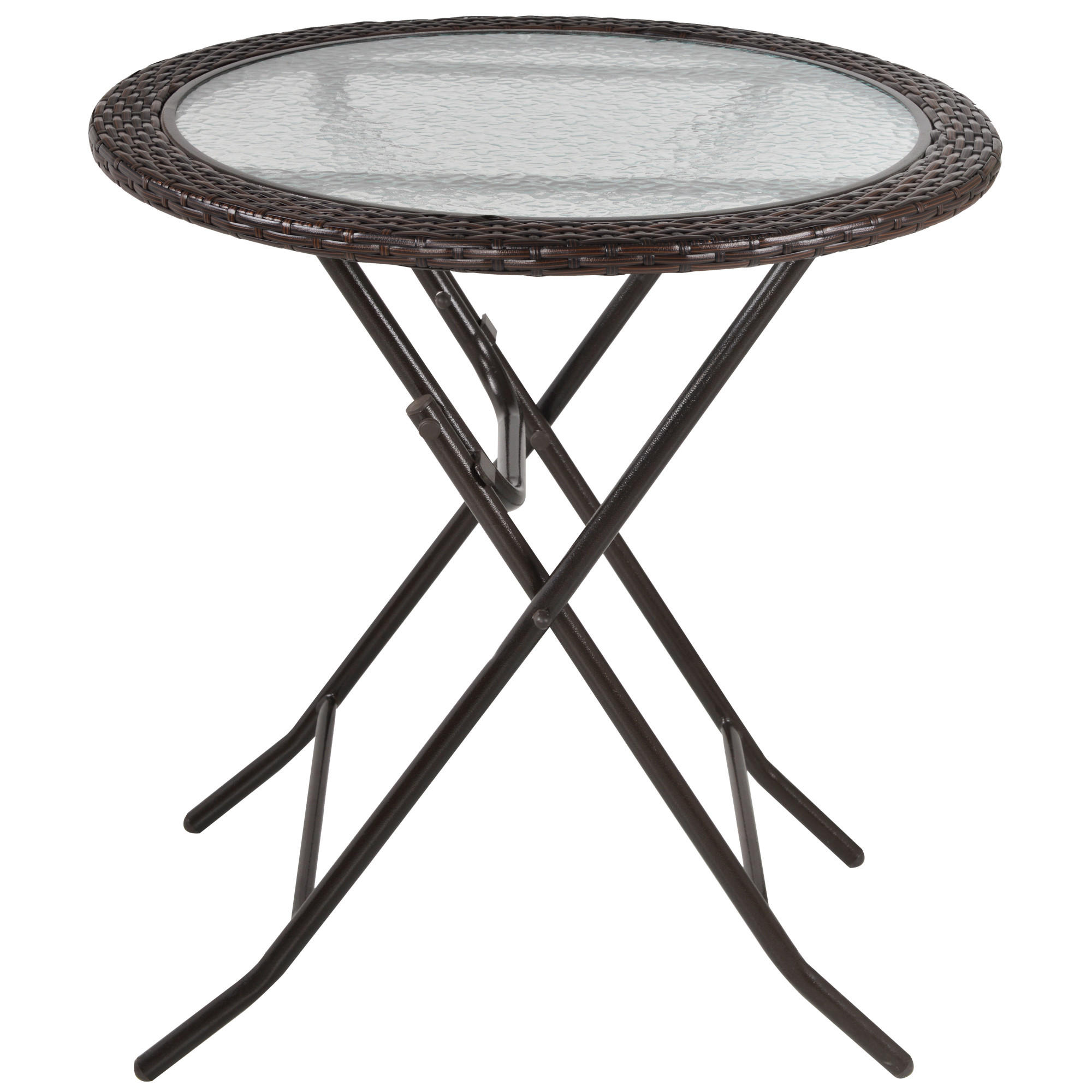 ESSTISCH, Braun, Stahl, Hartglas, PE - Braun, Kunststoff (68/68/73cm) - Outsunny