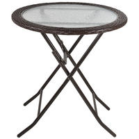 ESSTISCH, Braun, Stahl, Hartglas, PE - Braun, Kunststoff (68/68/73cm) - Outsunny