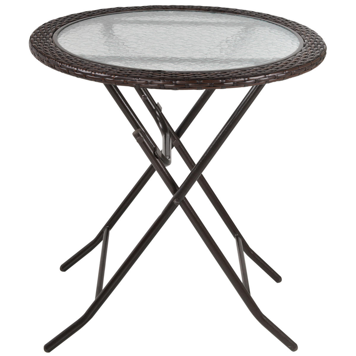 ESSTISCH, Braun, Stahl, Hartglas, PE - Braun, Kunststoff (68/68/73cm) - Outsunny