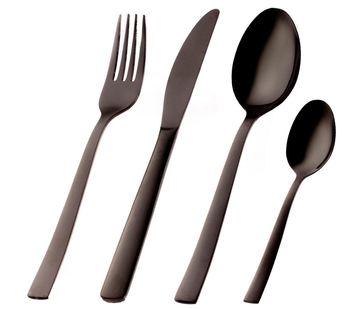 BESTECKSET - 24-teilig / 6 Personen - Schwarz - Schwarz, Metall - Sareva