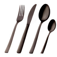 BESTECKSET - 24-teilig / 6 Personen - Schwarz - Schwarz, Metall - Sareva