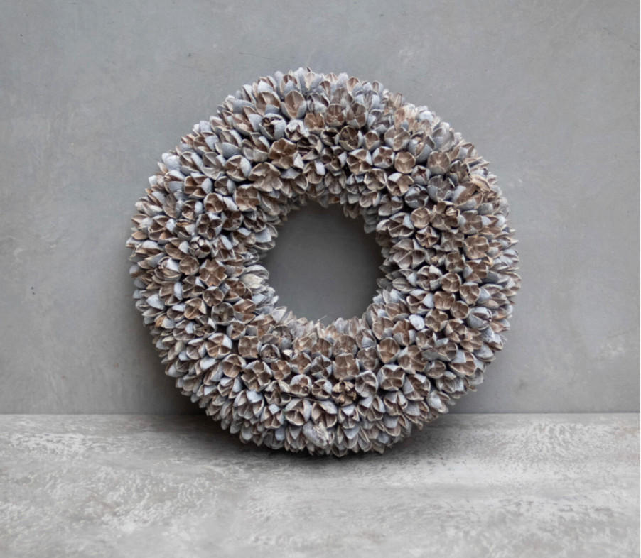 TROCKENBLUMEN Bakulikranz dick Weiß - Weiß, Naturmaterialien (5cm)