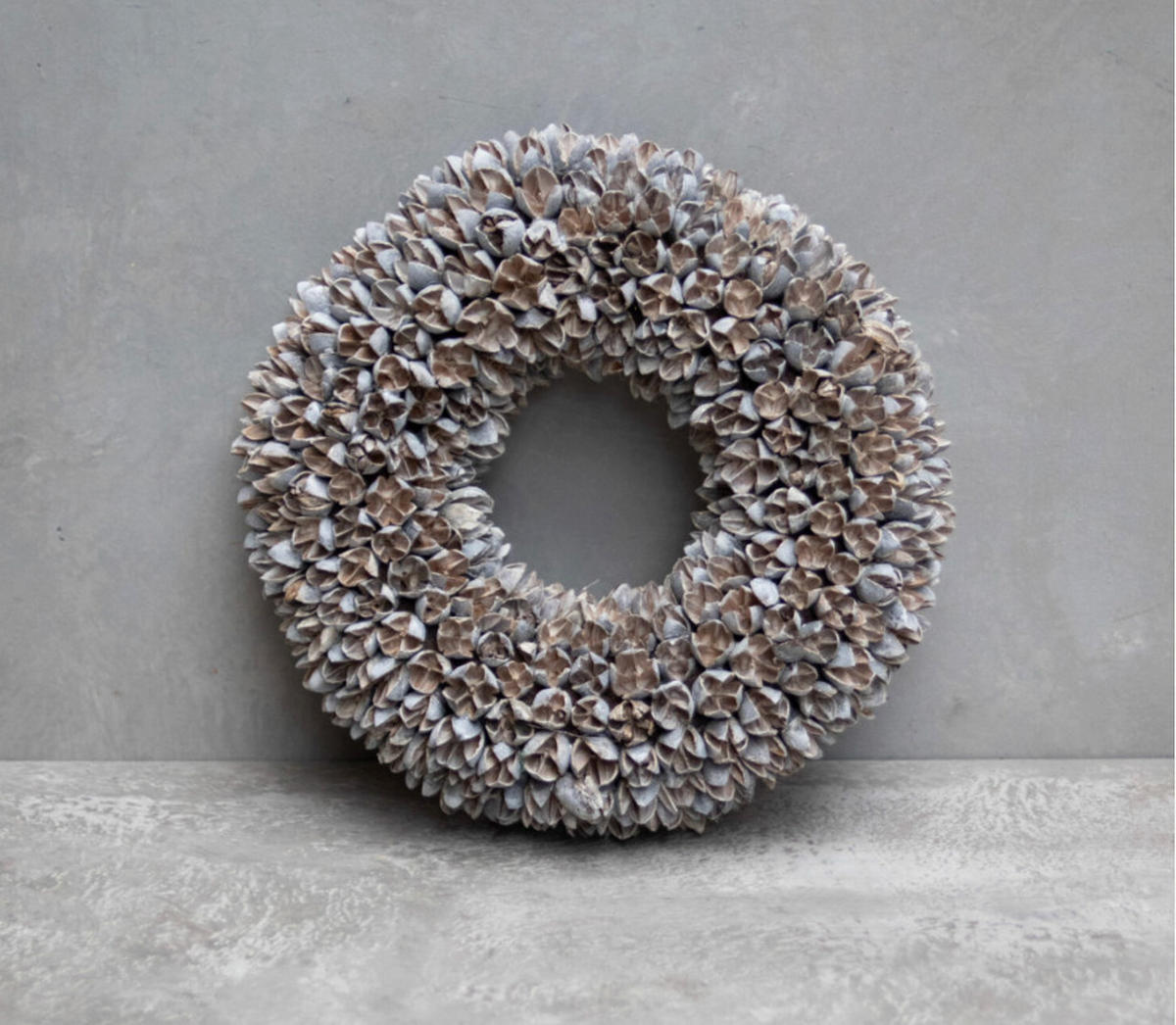 TROCKENBLUMEN Bakulikranz dick Weiß - Weiß, Naturmaterialien (5cm)