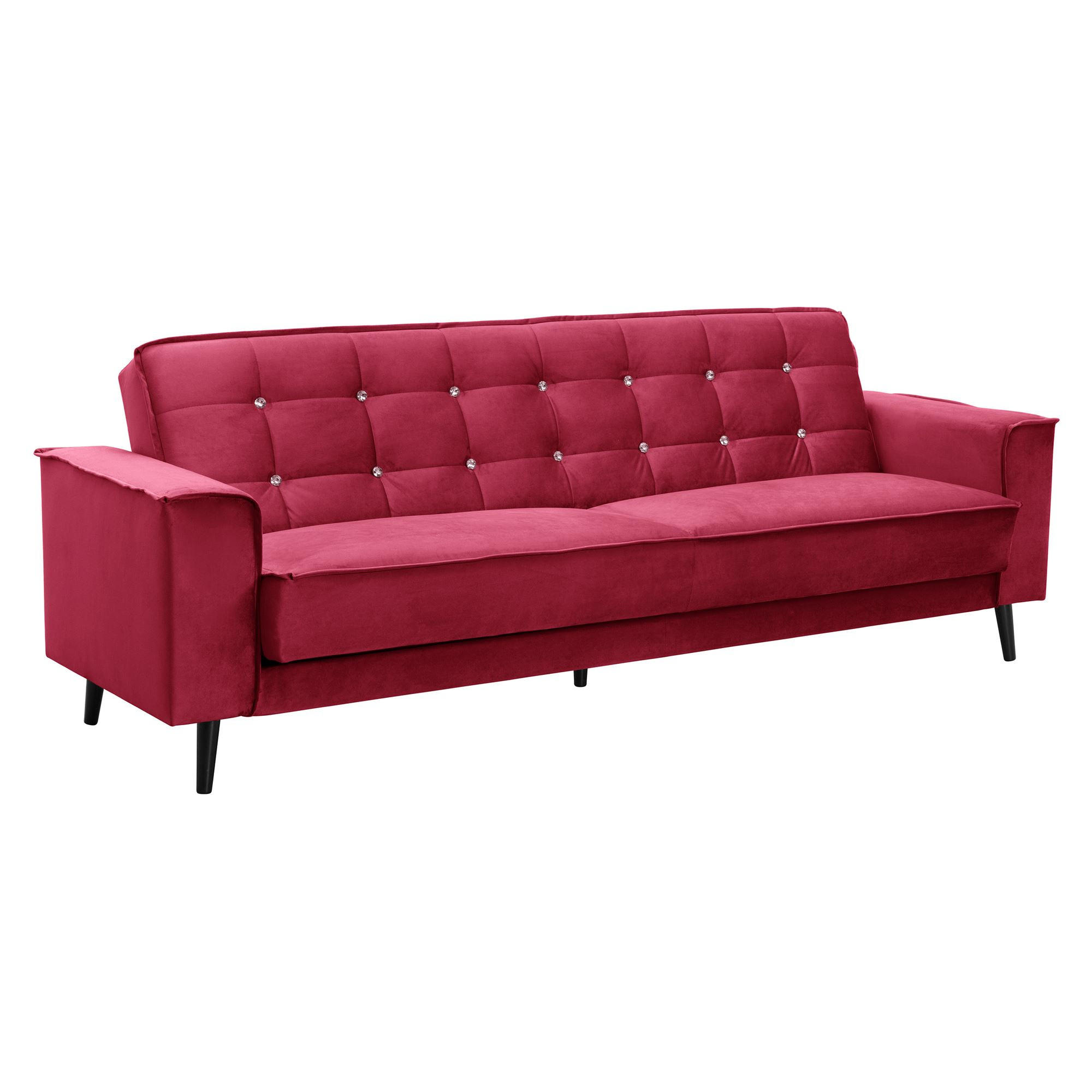 SOFA 3-Sitzer mit Bettfunktion Kaycee Samtvelours rot - Rot, Kunststoff (78/84/240cm) - 58aufmkessel