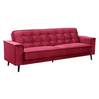 SOFA 3-Sitzer mit Bettfunktion Kaycee Samtvelours rot - Rot, Kunststoff (78/84/240cm) - 58aufmkessel