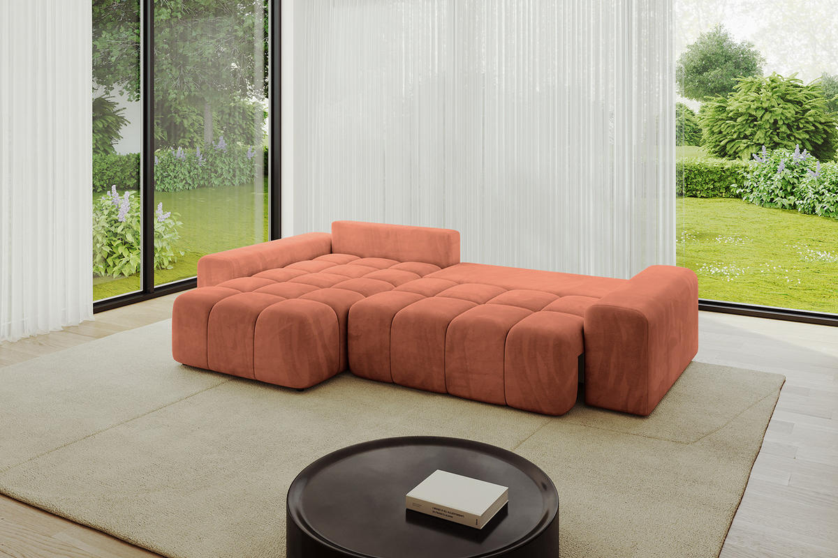 ECKSOFA Ottomane links/rechts ENIL-L 290x175x84 Koralle Velours - Koralle, Holzwerkstoff/Kunststoff (290/175cm) - ALTDECOR