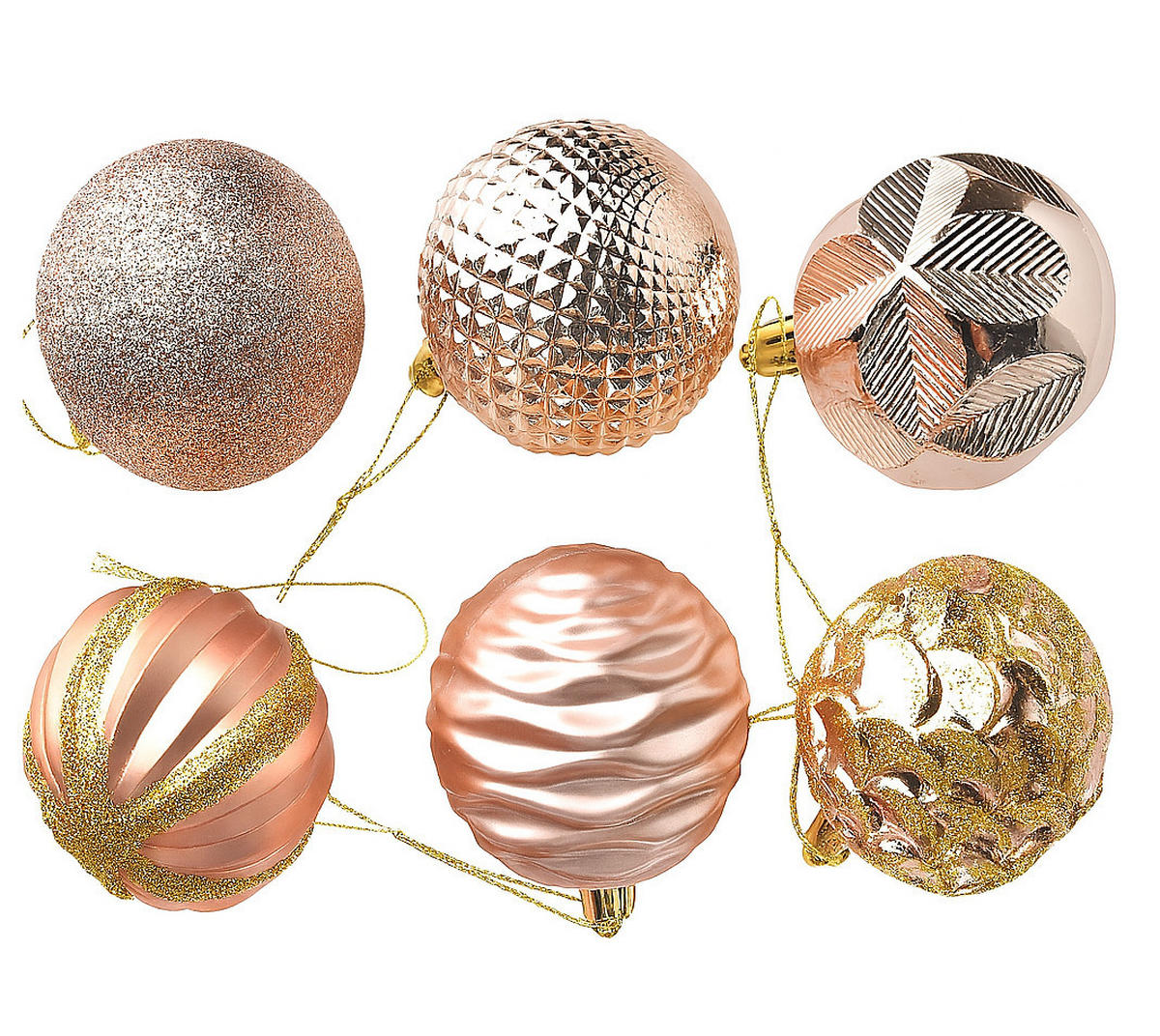 WEIHNACHTSKUGEL-SET SANTA LILA 12-tlg Kupfer 6cm Kunststoff - Kupferfarben, Kunststoff (24.5/6/6cm) - Mondex