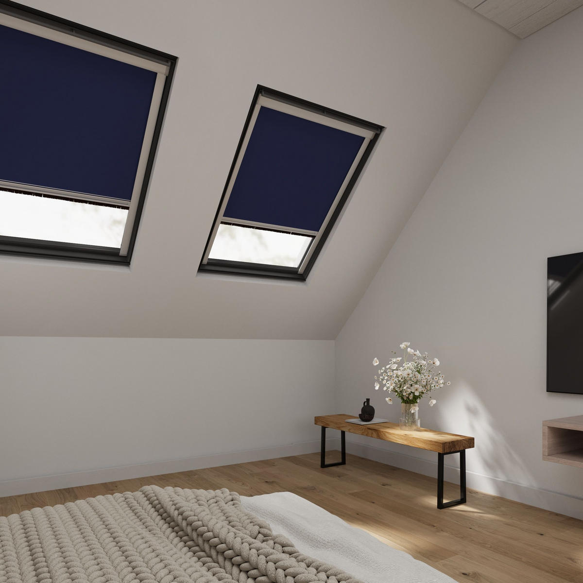 DACHFENSTERROLLO Cocoon Größe: C02 - Dunkelblau, Textil (38/54/5cm) - Cocoon Home Concepts