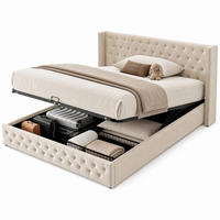 POLSTERBETT 140/190 cm in Beige Samt mit Bettkasten - Beige, Holzwerkstoff/Textil (140/190cm) - CHICFURN