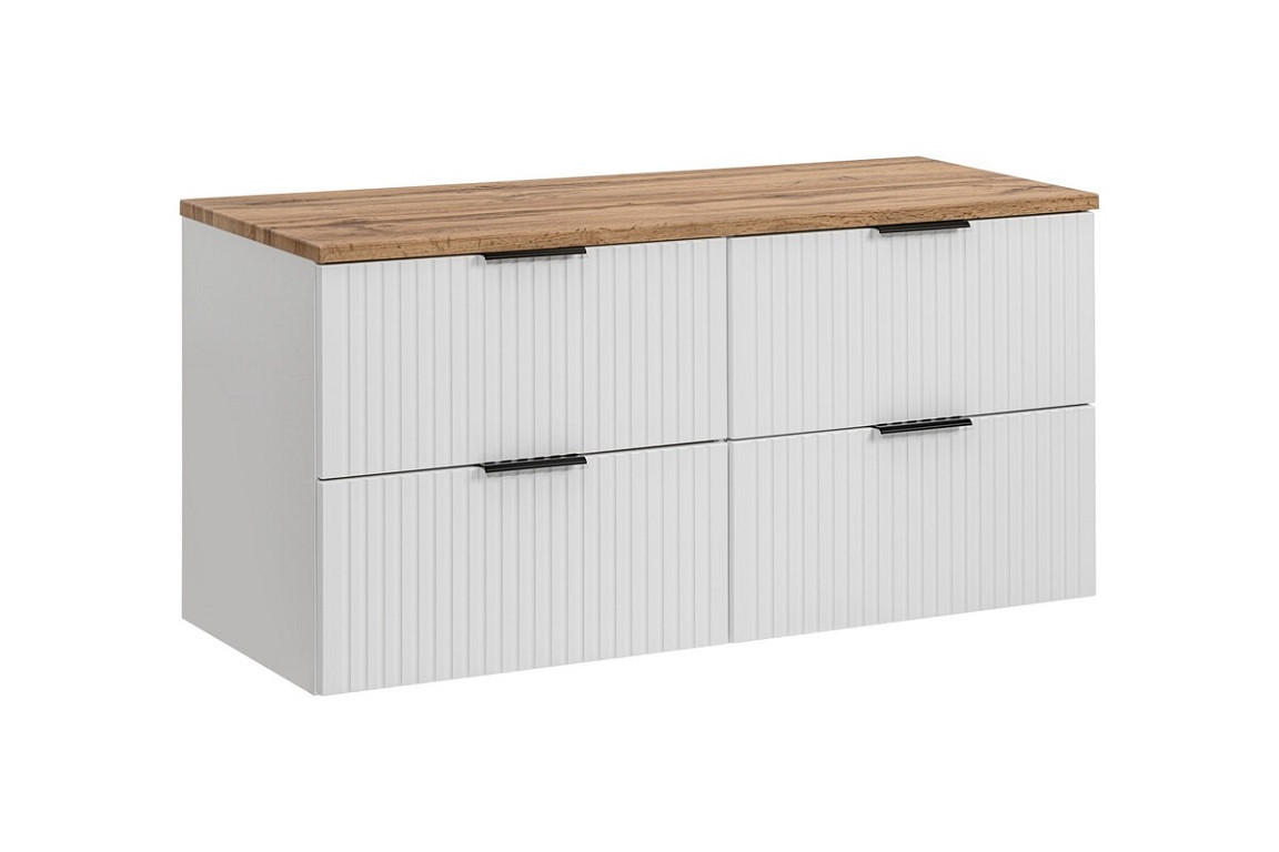 Milaros Markt Badmöbel-Set Weiß, Eiche Wotan 120x57x46 cm