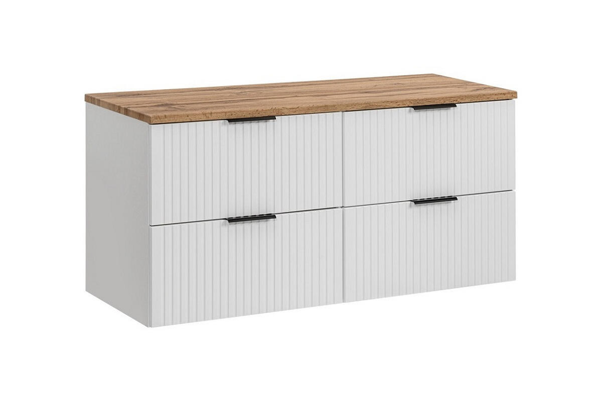 BADMÖBEL-SET 3 Teile - Adel White A BM248 in Weiß/Wotan Eiche - Eiche Wotan/Weiß, Holz (120/57/46cm)