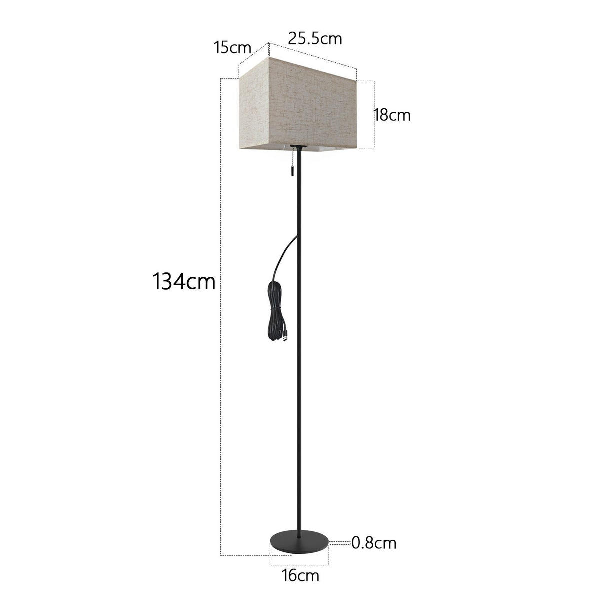 LED-STEHLAMPE Yama 134/16/25.5cm - Schwarz, Metall (134/16/25.5cm) - Nettlife