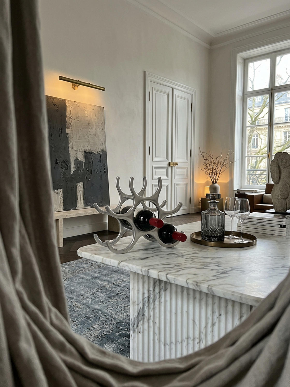 WEINREGAL Aluminium Modern Stil für 6 Flaschen platzsparend 24x29x14cm - Silberfarben, Metall (29/24/14cm) - KADIMA DESIGN