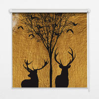 VNÚTORNÁ roleta - okenná roleta - roleta - 140x140 cm - Jeleň v noci - žltá, plast (140/140/0.5cm) - TULUP
