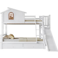 ETAGENBETT 90/200 & 120/200 cm mit Rutsche und 2 Schubladen in Weiß - Weiß, Holz (90/200cm) - BEAOK