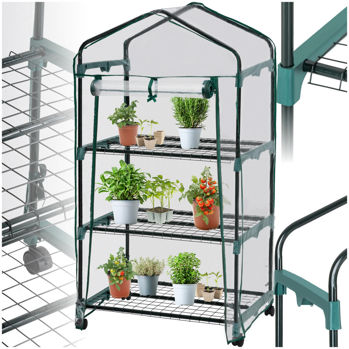 FOLIENGEWÄCHSHAUS, 69 x 49 x 133 cm,transparent - Transparent, Kunststoff (49/133/69cm) - tectake