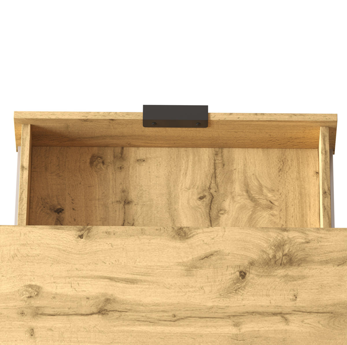 COUCHTISCH aus Spanplatte 100x50x40 cm Holz/Schwarz mit 3 offenen Fächern und Schublade - Naturfarben, Holzwerkstoff (100/50/40cm) - IVMEU