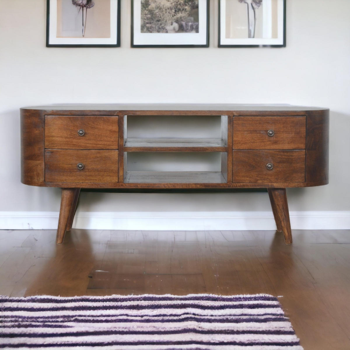TV-ELEMENT in Kastanien-Finish - Messingfarben/Braun, Holz/Metall (110/47/35cm) - Artisan Furniture