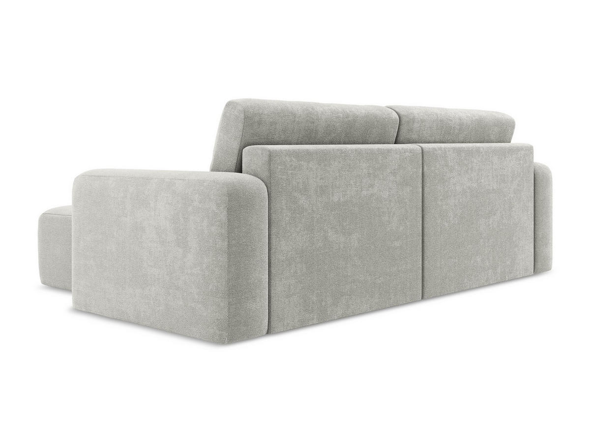 ECKSOFA mit Schlaffunktion rechts Chenille Stoff Grau - Hellgrau/Schwarz, Kunststoff/Textil (244/149cm) - Makamii