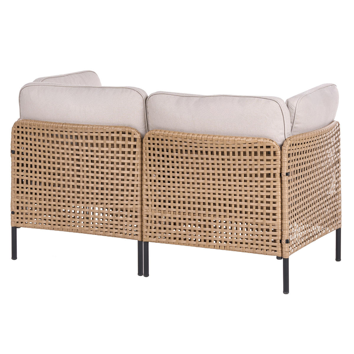 ZAHRADNÍ POHOVKA se stolem 2-místná Polyratan Světle béžová Omegana - černá/béžová, plast (140/80/68cm) - Beliani