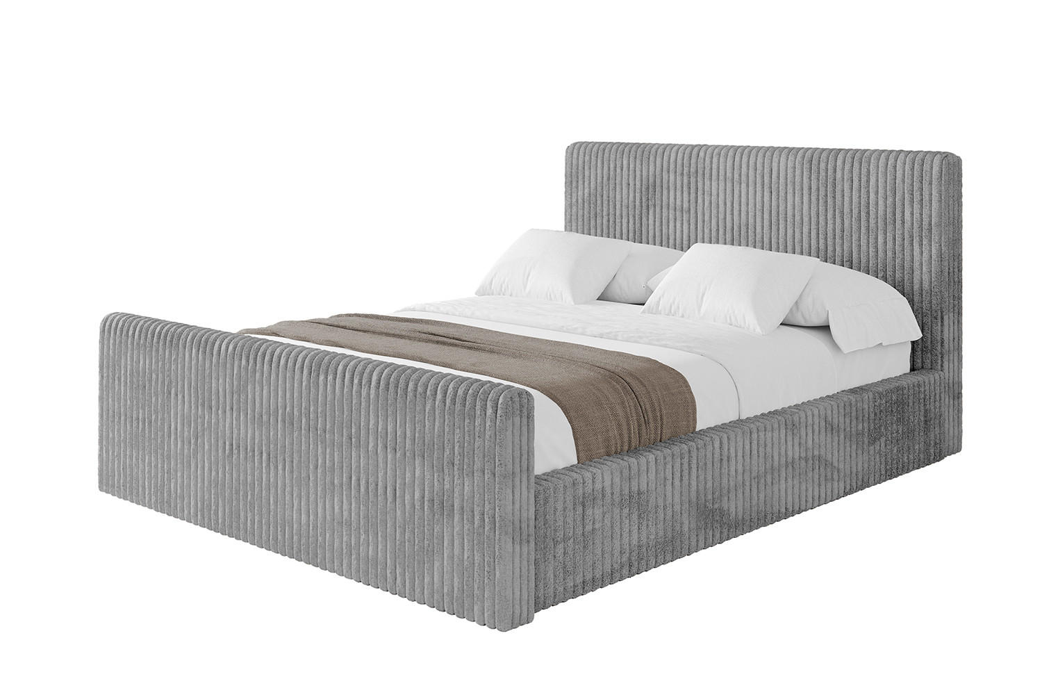 POLSTERBETT mit Bettkasten, Fußteil und Lattenrost, Boxbett ohne Matratze - ALOVA-Z-V1 180x200 Hellgrau - Hellgrau, Holzwerkstoff/Textil (180/200cm) - ALTDECOR