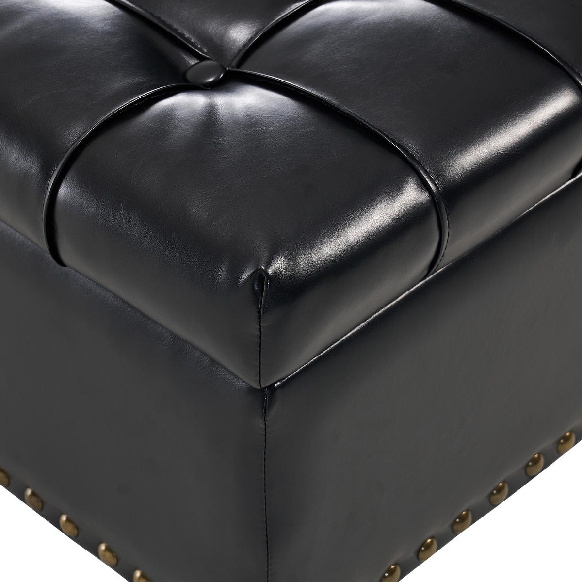 HOCKER Couchtisch,Aufbewahrungsstuhl,höhenverstellbar,PU-Leder,Schwarz - Schwarz, Metall (75/41/75cm) - LVHOM
