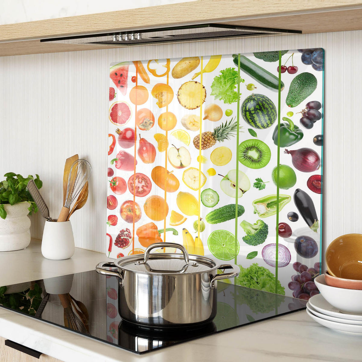 GLASPLATTE 60x52 cm Obst und Gemüse - Multicolor, Glas (60/0.4/52cm) - TULUP