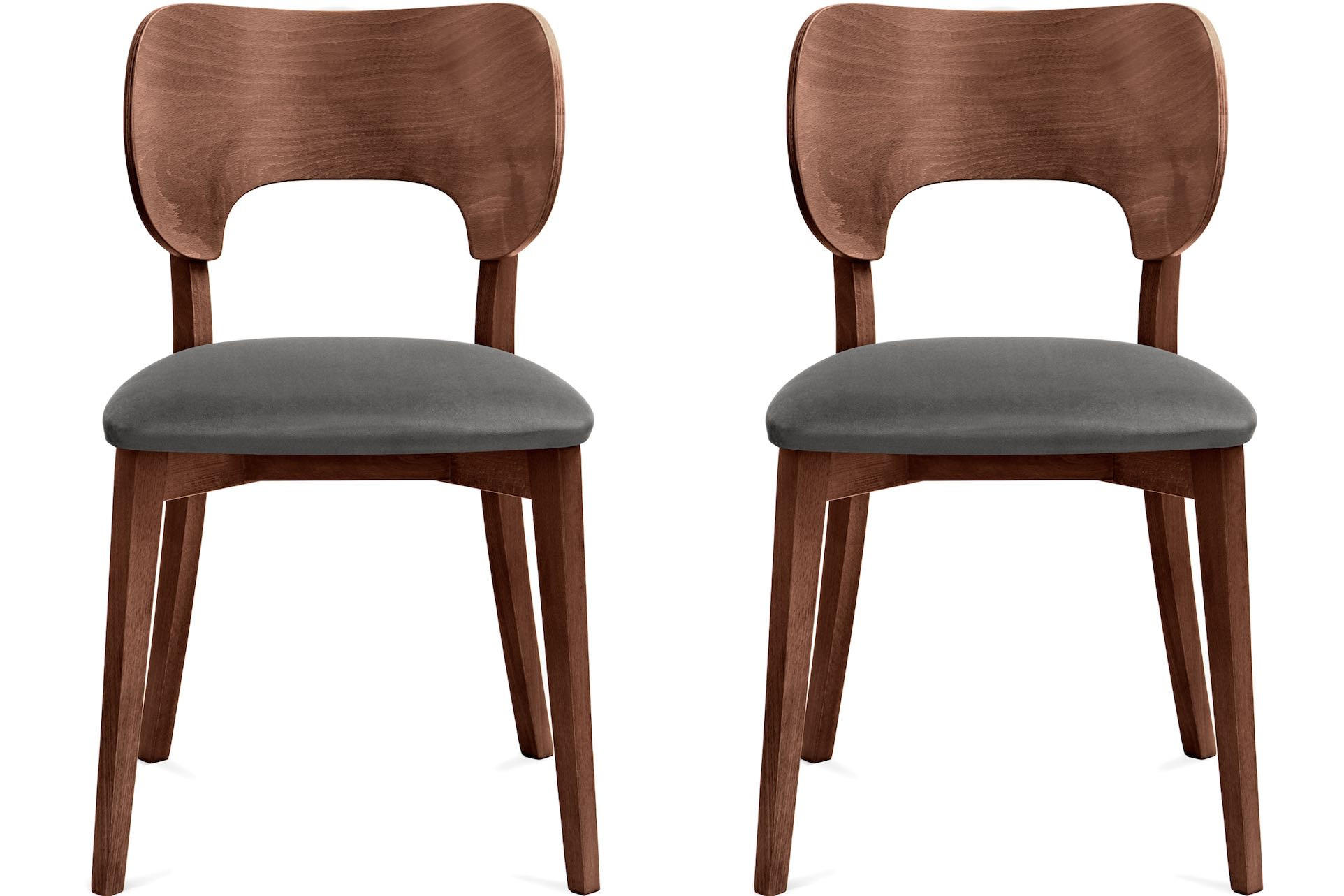 ESSZIMMERSTÜHLE LYCO (2er-Set), grau / Walnuss dunkel - Walnussfarben/Grau, Holz/Buchenholz (47/81/45cm) - KONSIMO®