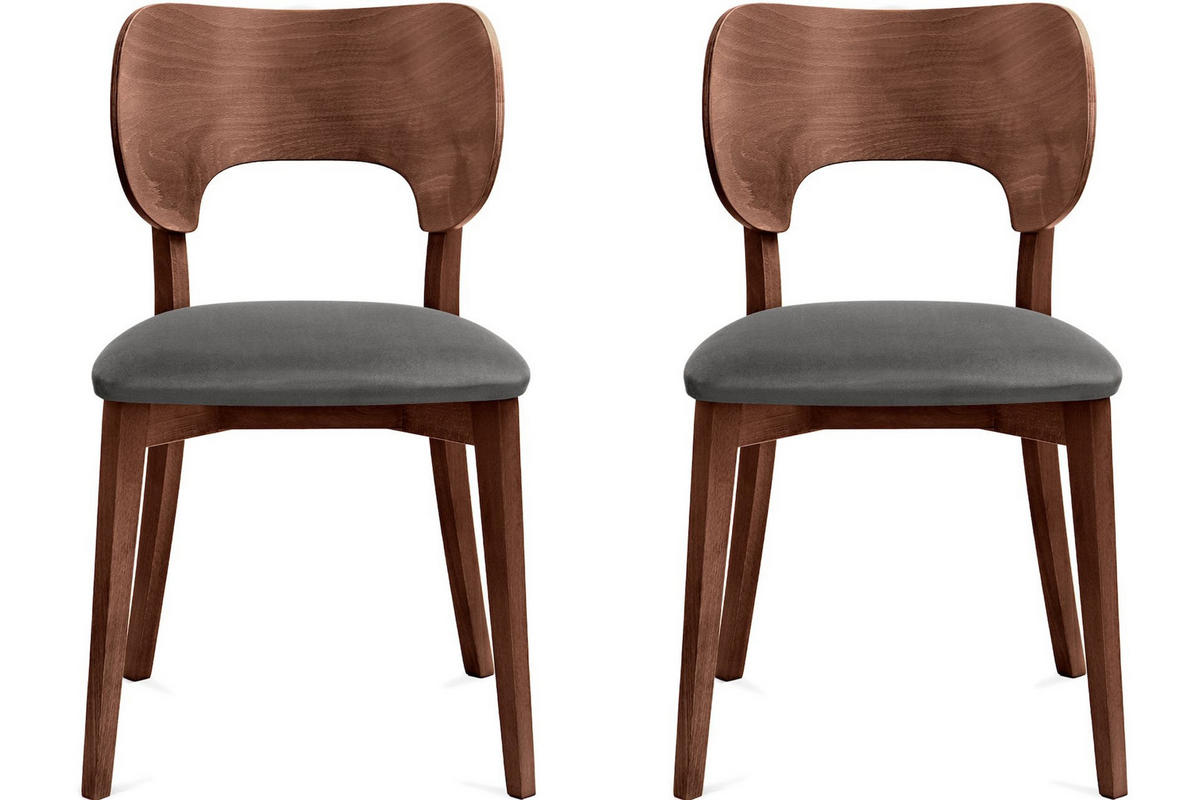 ESSZIMMERSTÜHLE LYCO (2er-Set), grau / Walnuss dunkel - Walnussfarben/Grau, Holz/Buchenholz (47/81/45cm) - KONSIMO®