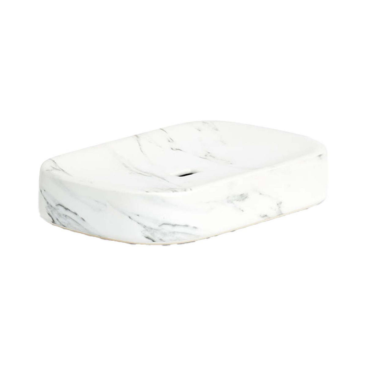 BADACCESSOIRES - Keramik Marmoroptik, 4-teiliges Set - Weiß, Keramik (11/13.2/8.1cm) - Zeller Present