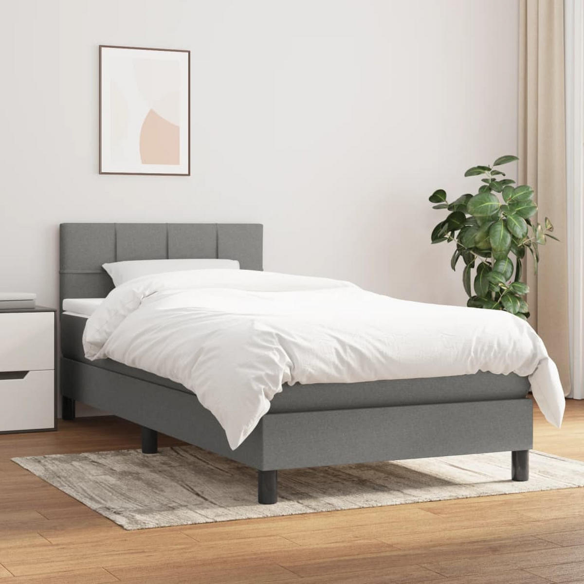 BOXSPRINGBETT 90/200 Cm Grau Gewebe - Dunkelgrau, Textil (90/203cm) - vidaXL