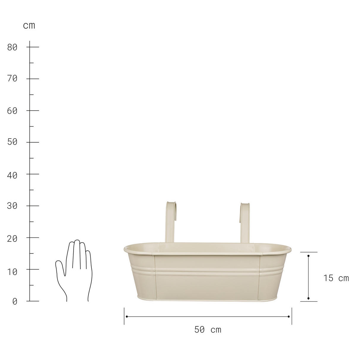 PFLANZTOPF Zinc - Beige, Metall (50/15/20cm) - Butlers