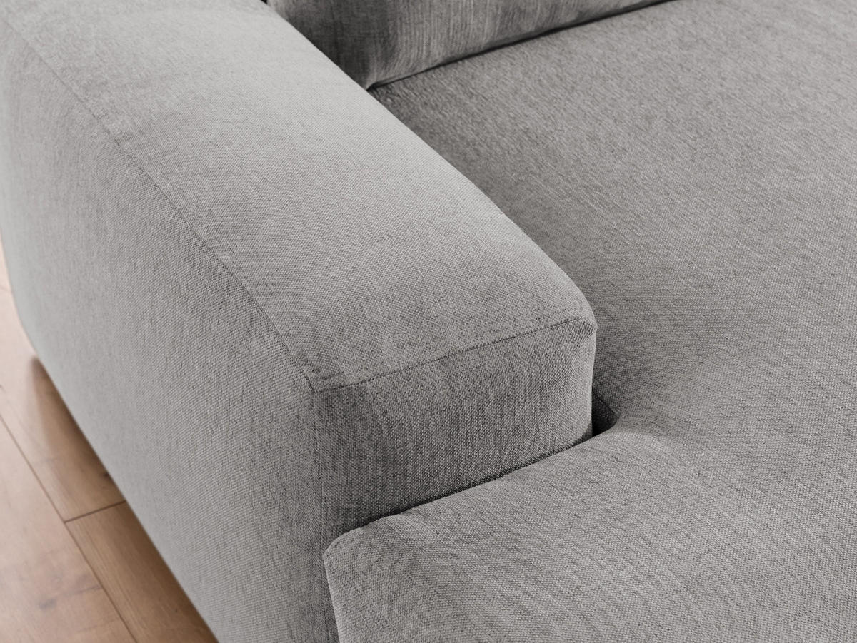 ECKSOFA Lennon aus Hellgrau Strukturstoff mit Schlaffunktion und Bettkasten - Hellgrau/Schwarz, Holz/Kunststoff (137/264cm) - S-Style