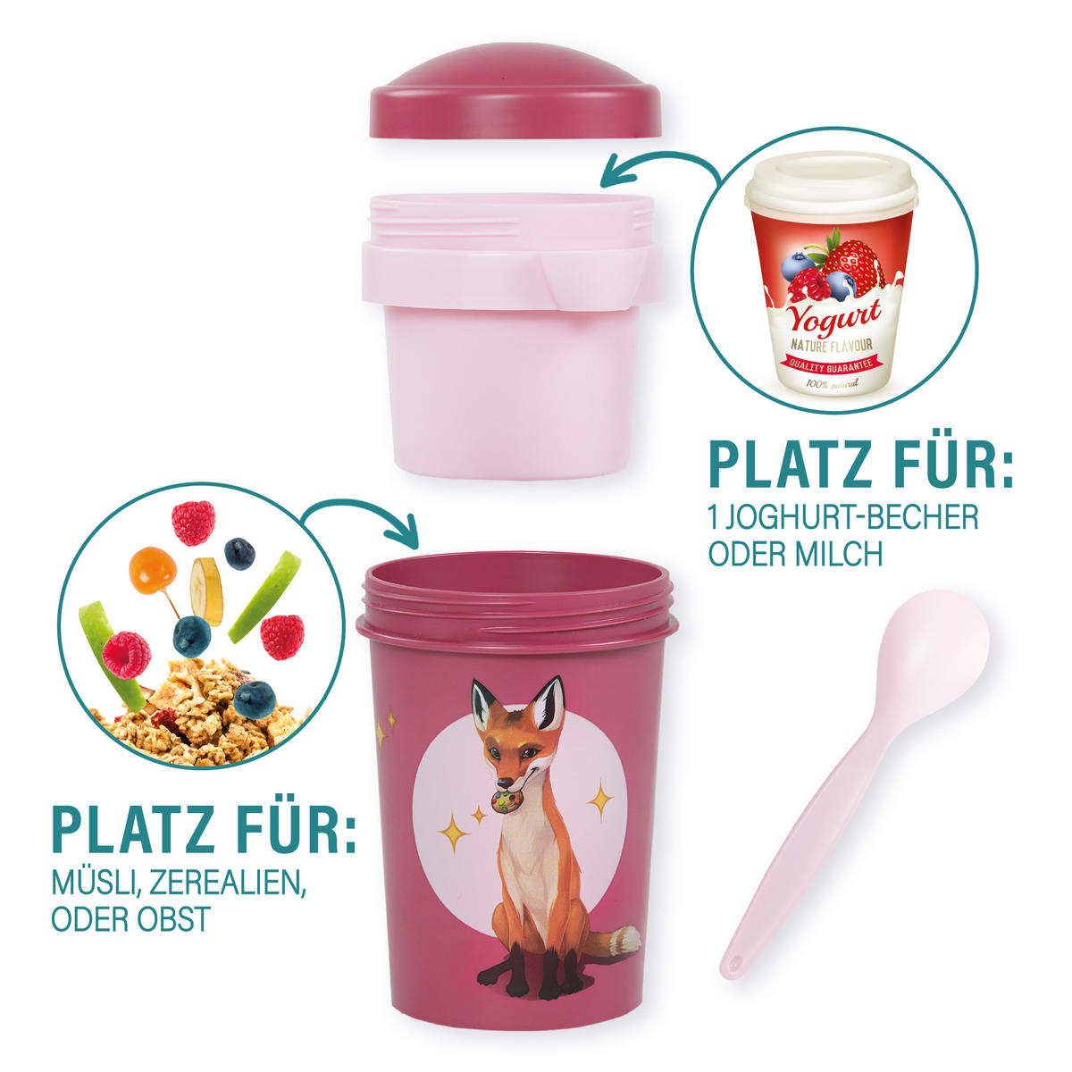 MÜSLIBECHER To Go 540 ml - Rot, Kunststoff (11.3/11/16cm) - Stoneline
