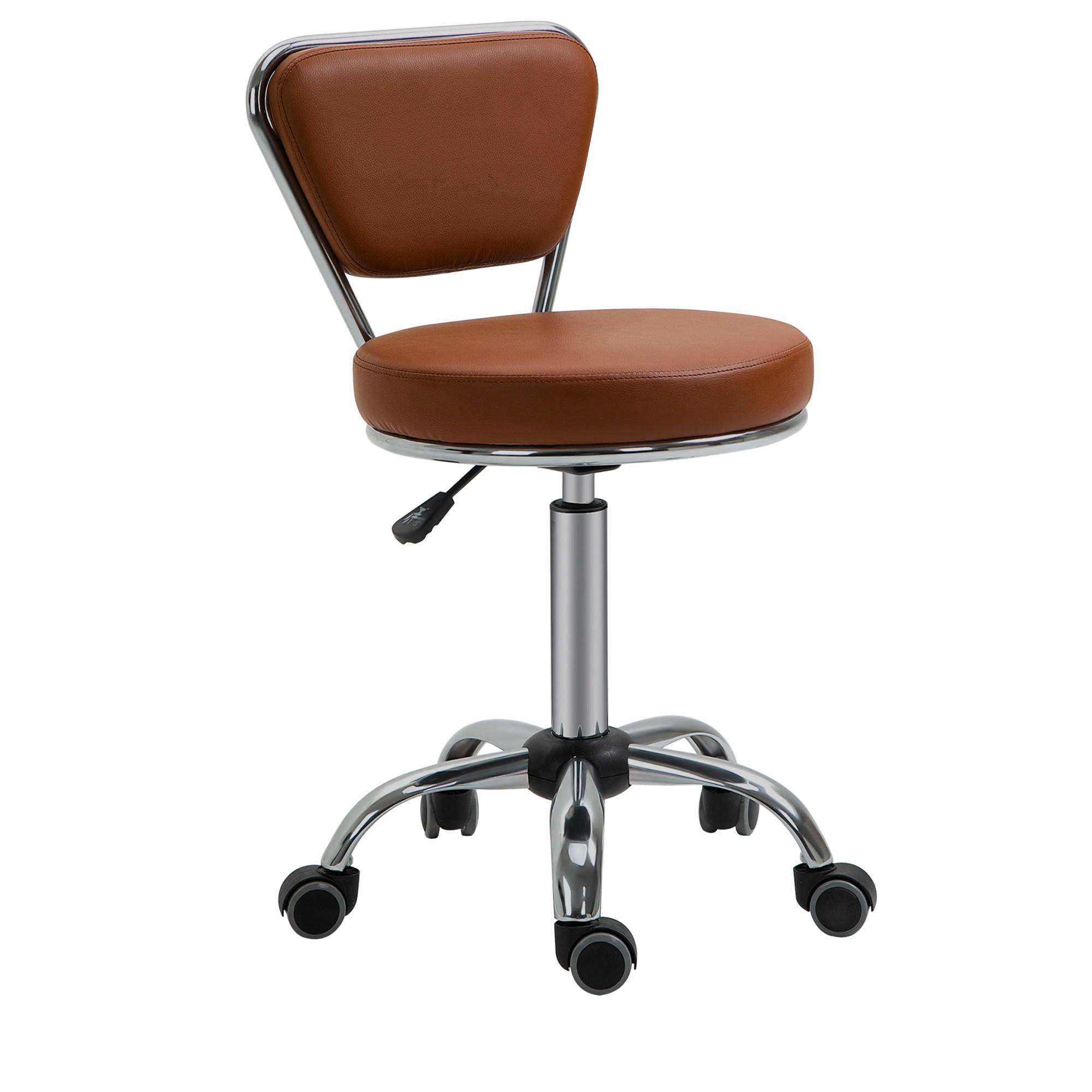 BÜROHOCKER DE-18033 höhenverstellbar 49-64 cm, Vintage-Stil Braun - Silberfarben, Metall (47/88/45cm) - ComfortXL